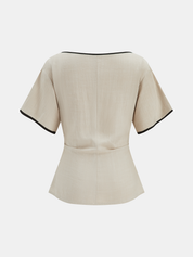 Lyocell Contrast Trim Ruched Top