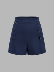 Striped Tie-Neck Top & Button Detail Shorts Set