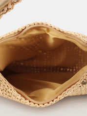 Knotted Handle Straw Hobo Shoulder Bag