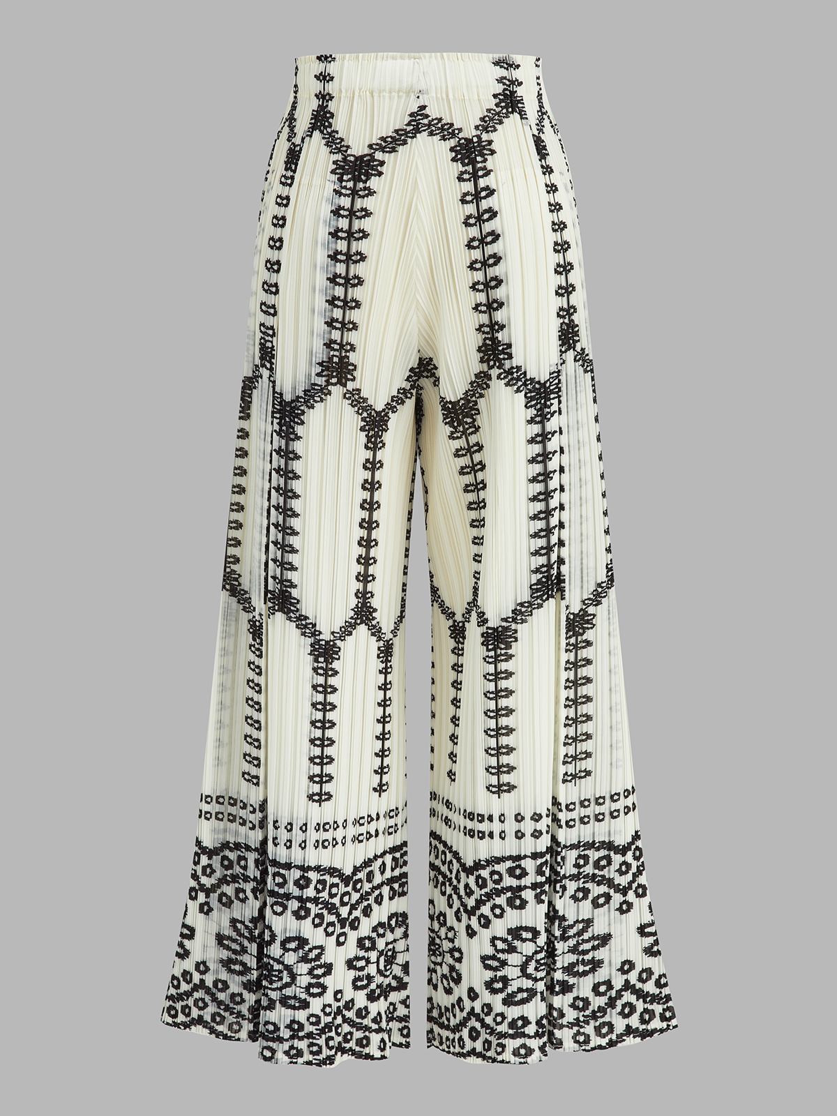Geometric Printed Pleated Wide Leg Pants