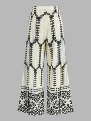 Geometric Printed Pleated Wide Leg Pants