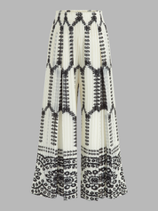 Geometric Printed Pleated Wide Leg Pants