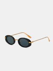 Oval Retro Frame Metal Temple Sunglasses