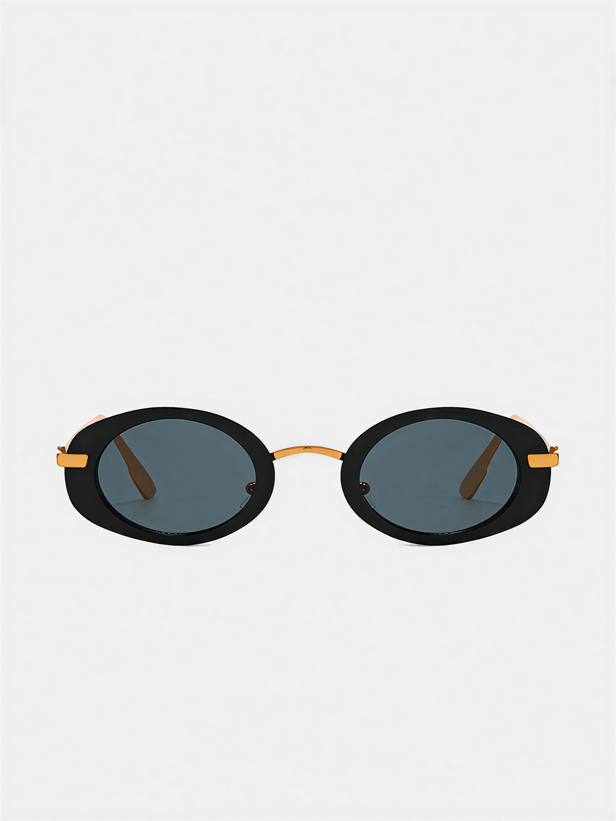 Oval Retro Frame Metal Temple Sunglasses