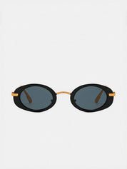 Oval Retro Frame Metal Temple Sunglasses