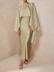 Sheer Capelet & Cami Dress Two-Piece Set