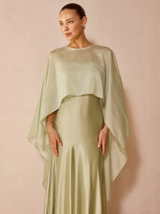 Sheer Capelet & Cami Dress Two-Piece Set