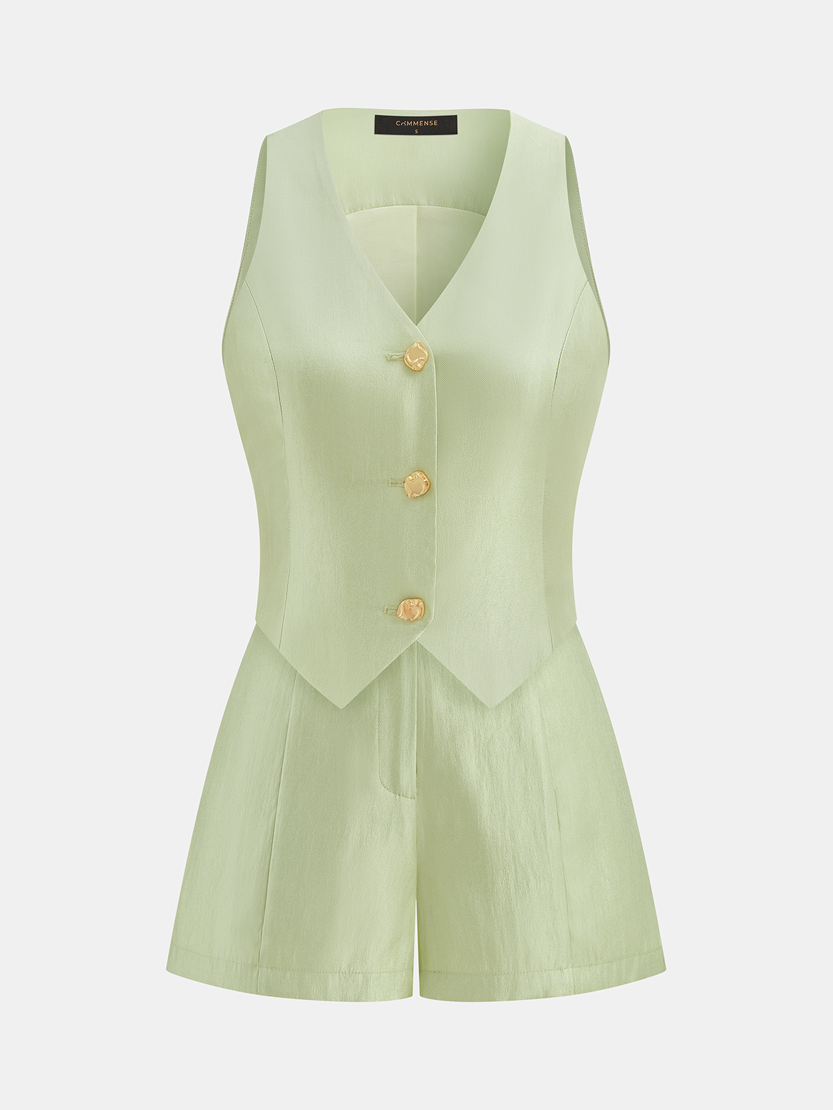 Sleeveless V Neck Vest & Tailored Shorts Set
