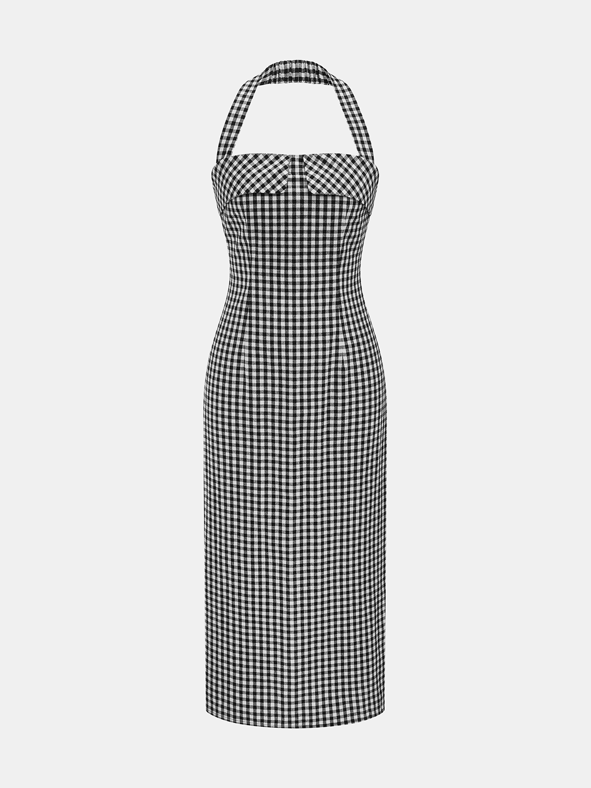 Gingham Halter Cotton Midi Dress
