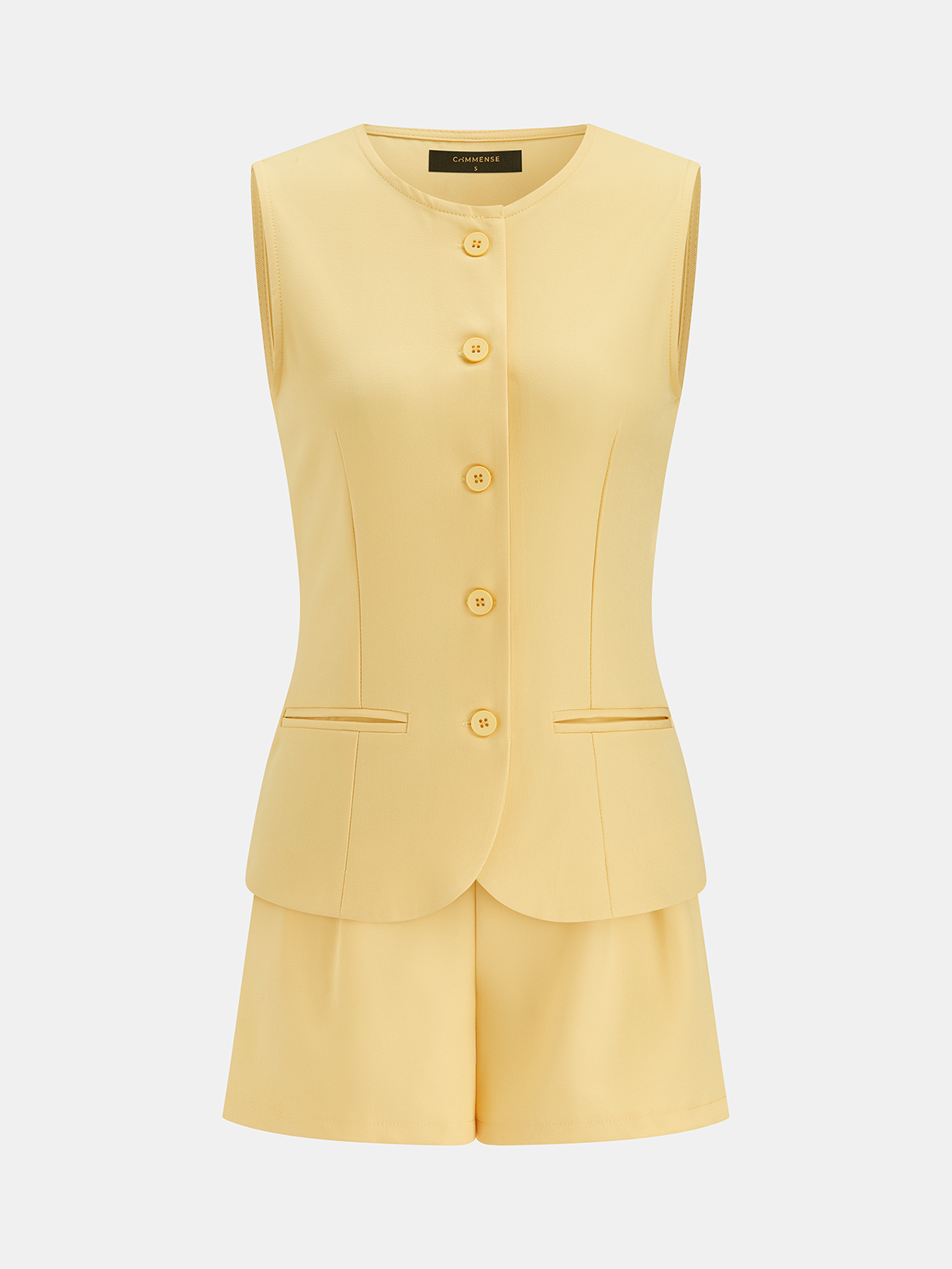 Sleeveless Button Vest & Shorts Set