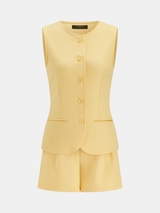 Sleeveless Button Vest & Shorts Set