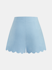 Scallop Trim Buttoned Vest & Shorts Set