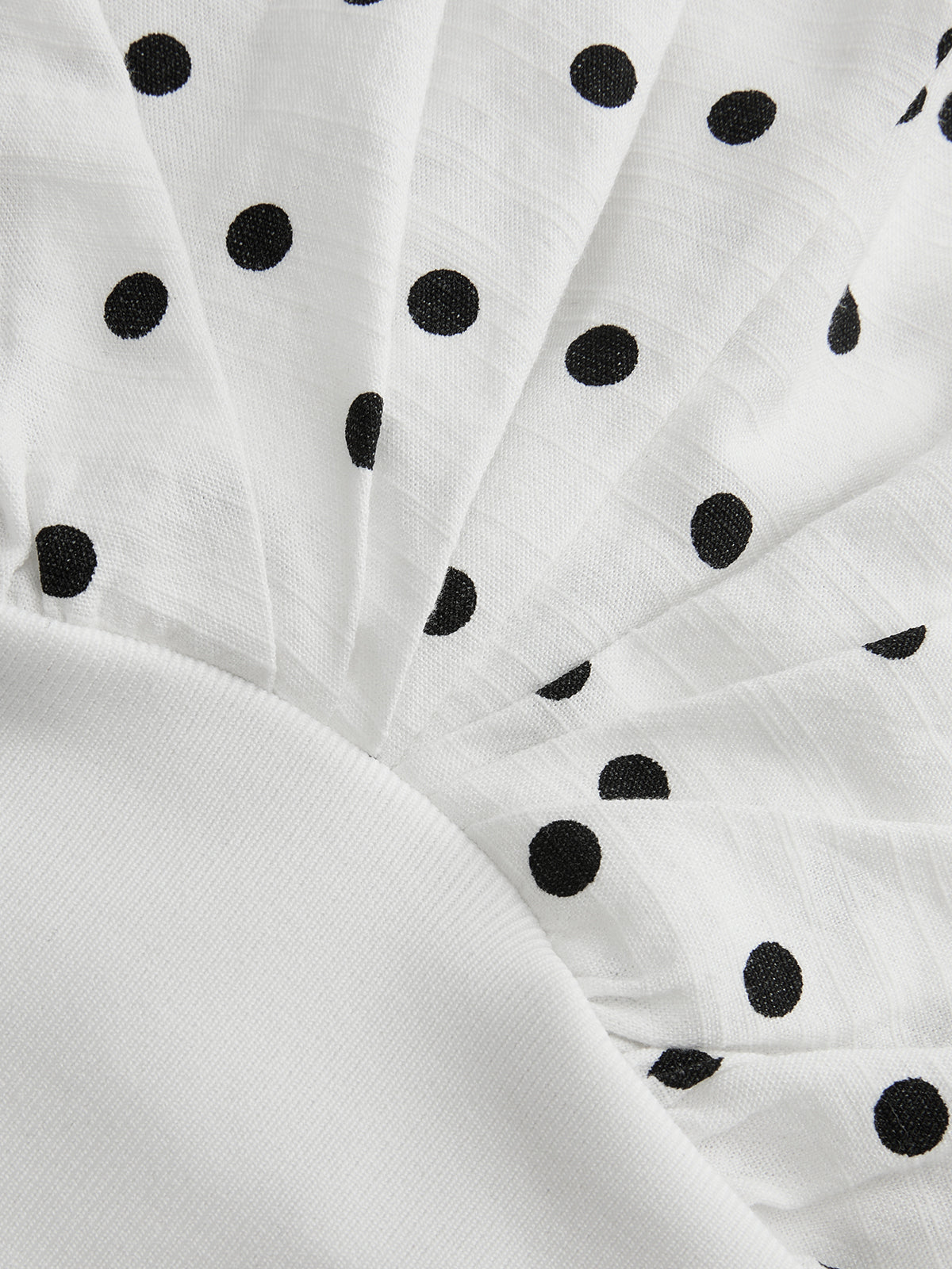 Polka Dot Cinched Waist V Neck Blouse