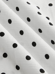 Polka Dot Cinched Waist V Neck Blouse
