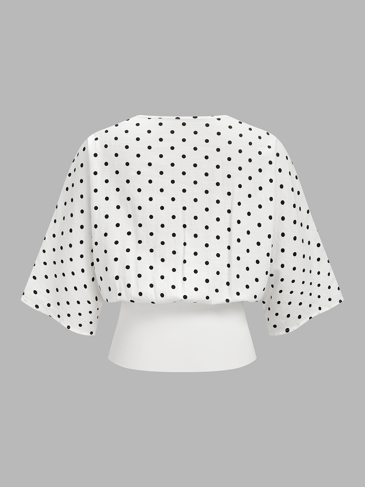 Polka Dot Cinched Waist V Neck Blouse