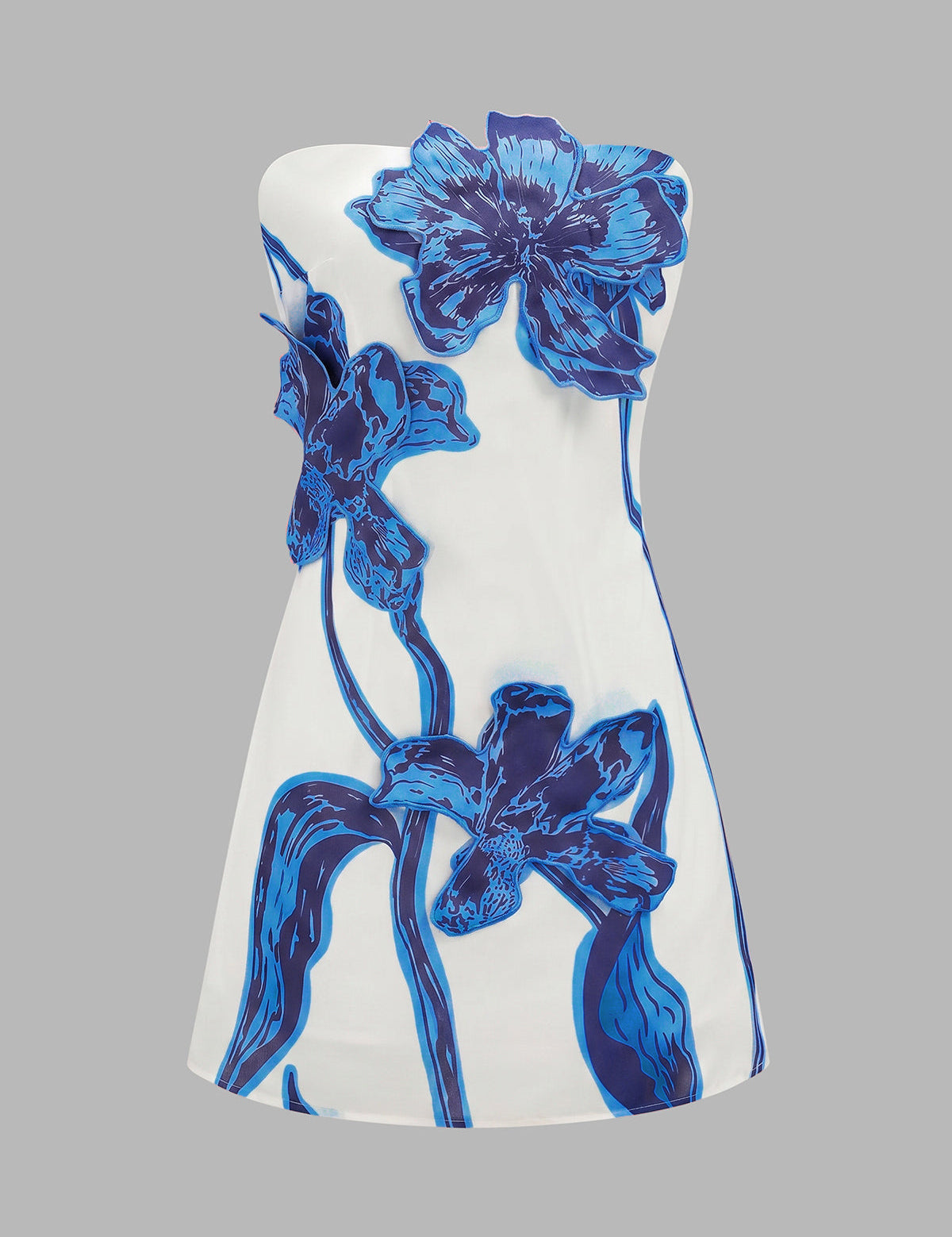 3D Floral Strapless Mini Dress