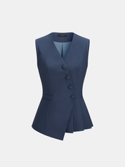 Asymmetrical Pleated Peplum Vest
