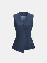 Asymmetrical Pleated Peplum Vest