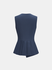 Asymmetrical Pleated Peplum Vest