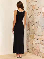 Contrast Trim Cut Out Knit Maxi Dress
