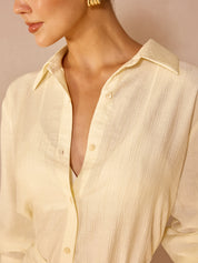 Oversized Breathable Textured Long Sleeve Shirt