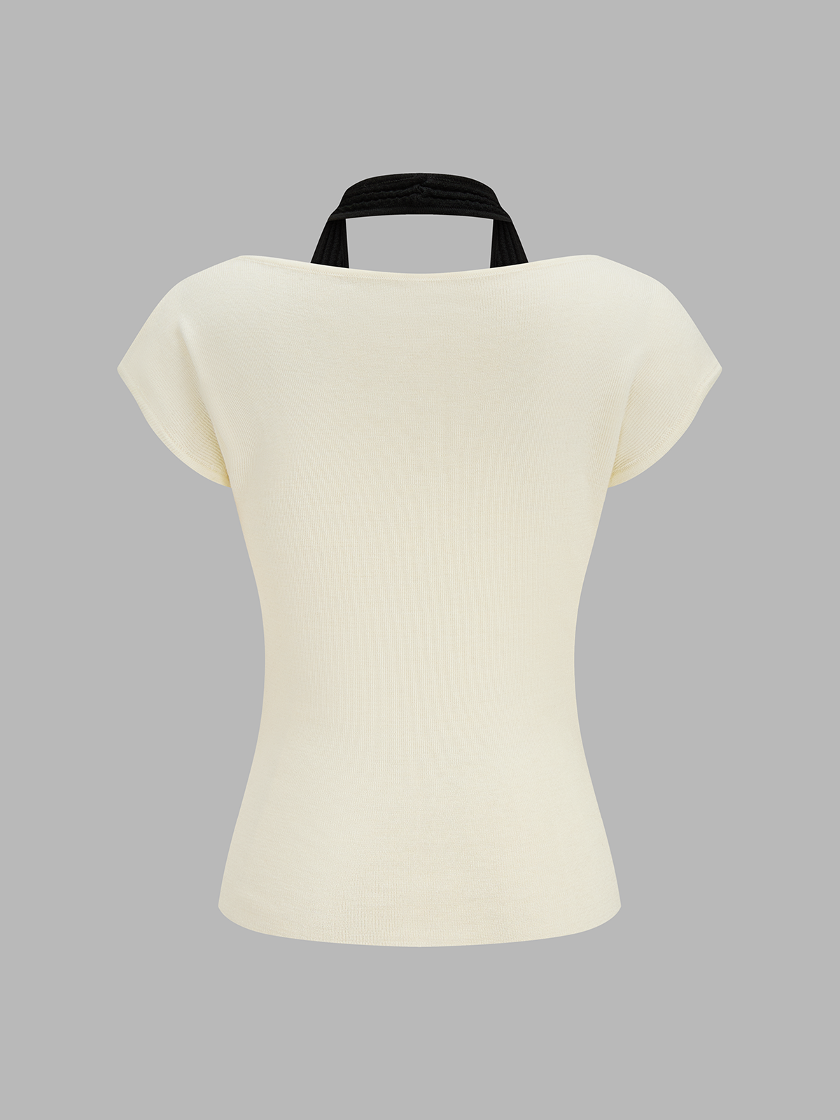 Halter Neck Draped Color Block Knit Top