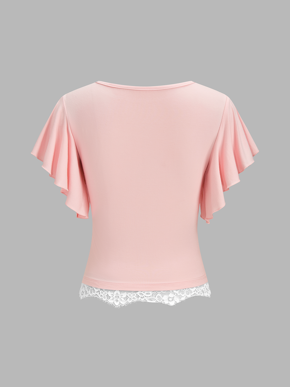 Flutter Sleeve Lace Trim Top