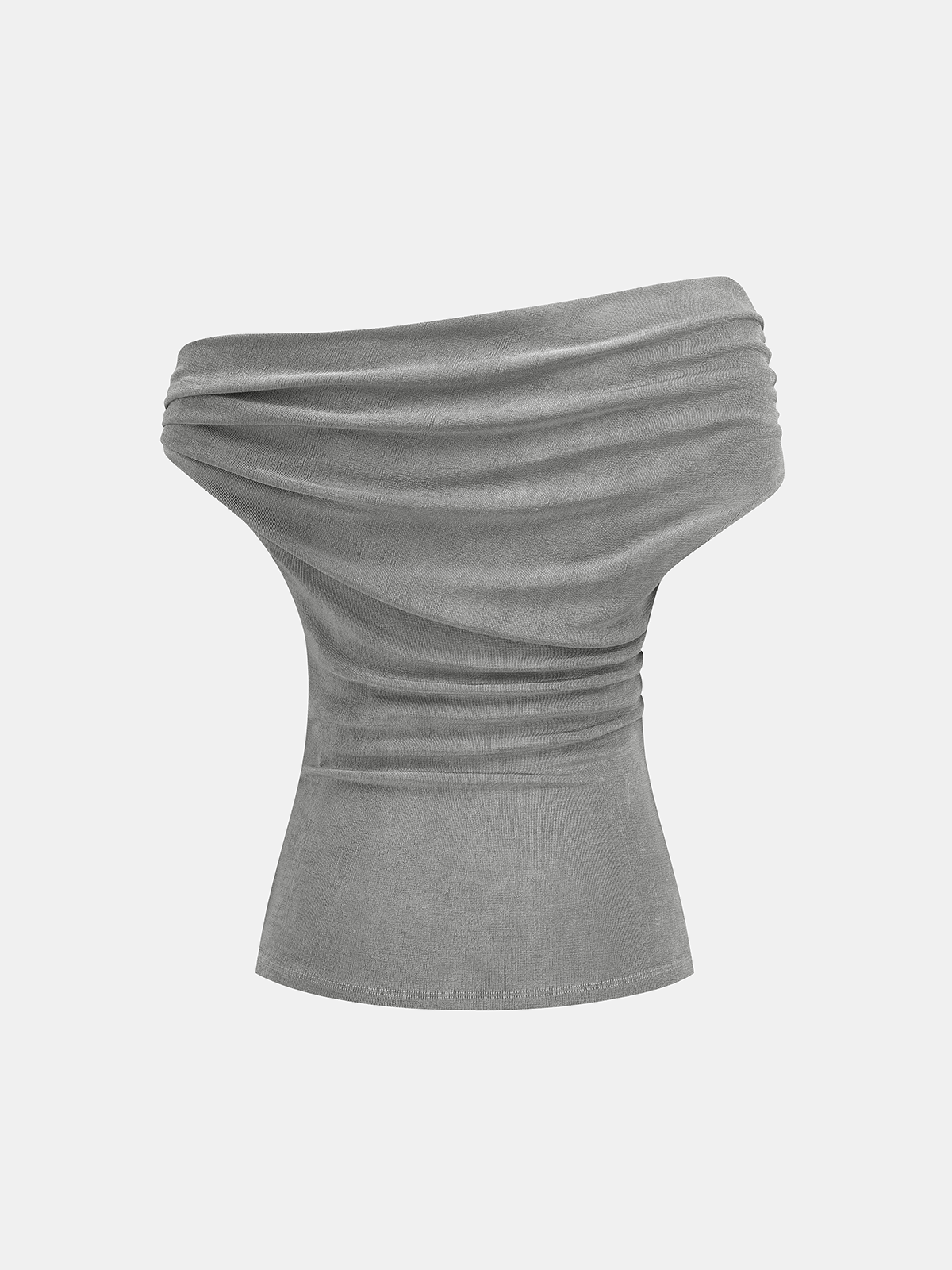 Asymmetrical Off Shoulder Ruched Top
