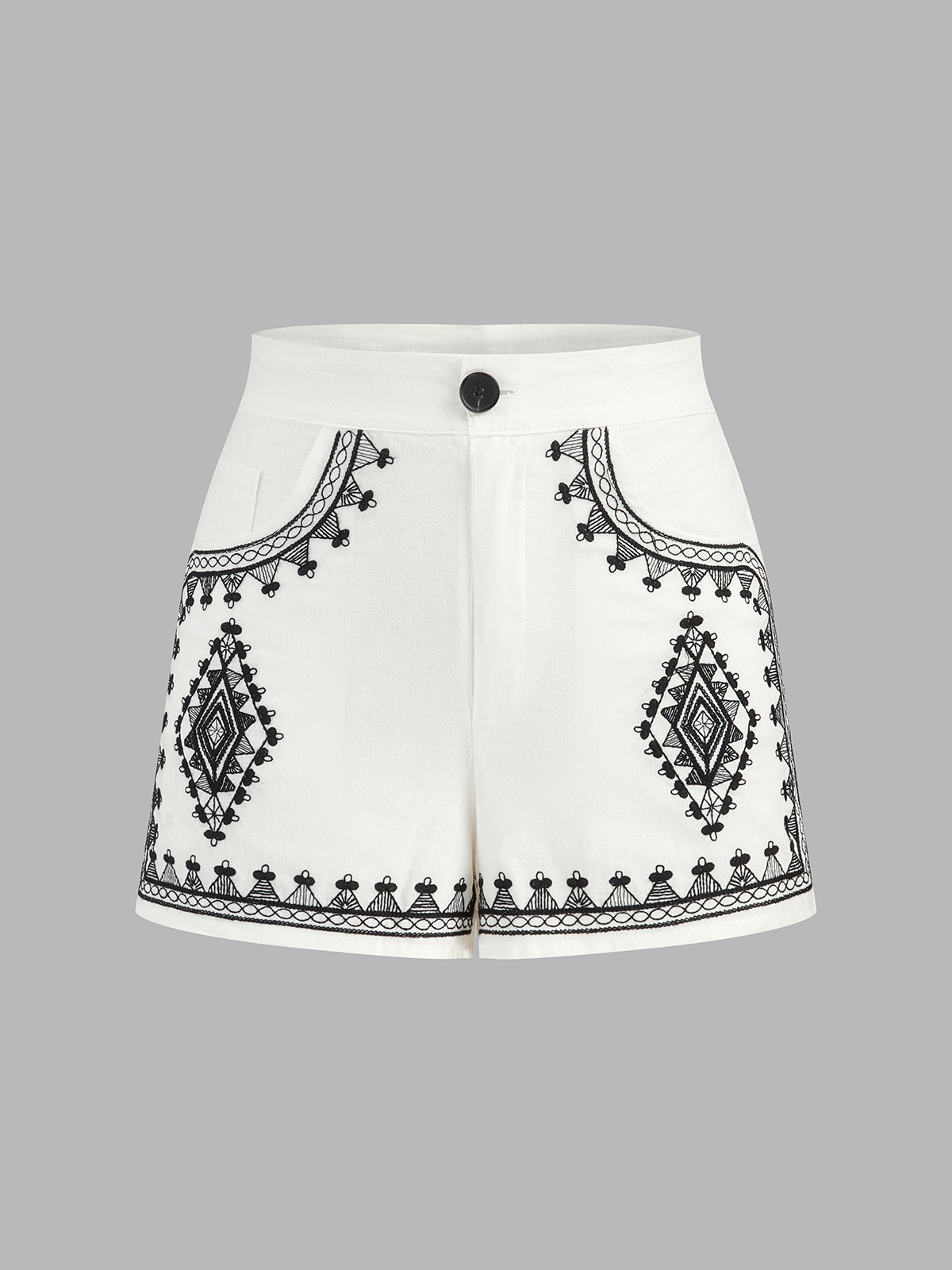 Embroidered Cotton Blend Vest & Shorts Set