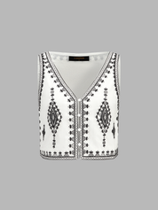 Embroidered Cotton Blend Vest & Shorts Set