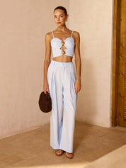 Striped Cut Out Cami Top & Pants Set
