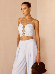 Striped Cut Out Cami Top & Pants Set