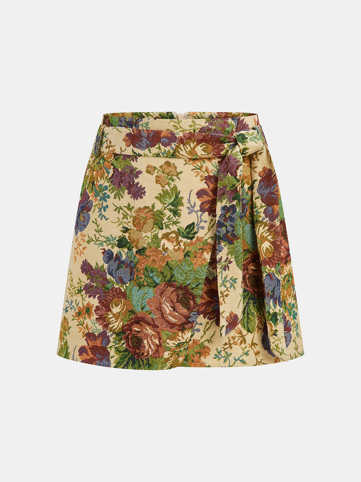 Floral Print Belted Mini Skirt