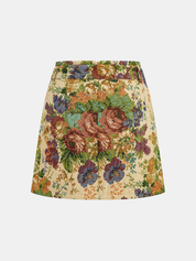 Floral Print Belted Mini Skirt