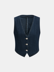 Denim Crop Vest & Wide Leg Pants Set