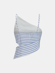 Striped Cotton Blend Cutout Top & Shorts Set