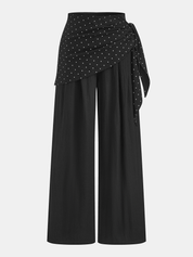 Polka Dot Overlay Wide Leg Pants