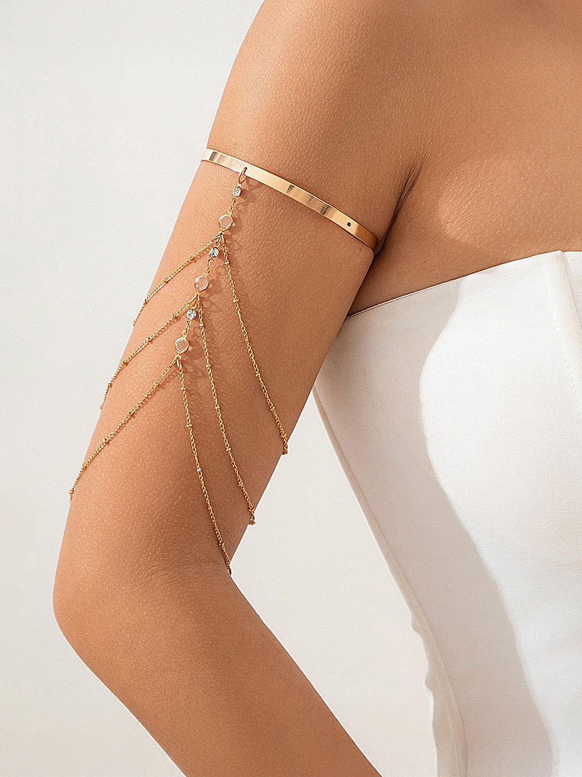 Dangling Layered Rhinestone Upper Arm Cuff