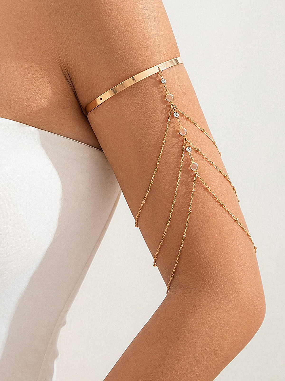 Dangling Layered Rhinestone Upper Arm Cuff