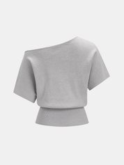 Off Shoulder Floral Applique Knit Top