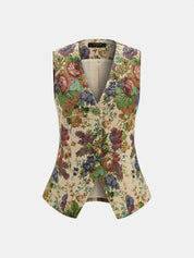 Floral Print Vest & Mini Skirt Set