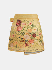 Floral Print Tie Wrap Mini Skirt