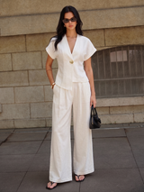 Irregular Hem Short Sleeve Top & Pants Set