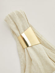 Linen Blend One Shoulder Top & Pants Set