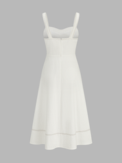 Contrast Stitch Button Front Midi Cami Dress