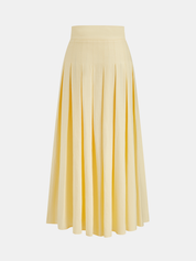 Linen Blend Embroidered Top & Pleated Skirt Set