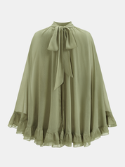Ruffled Cape & Sleeveless Dress Chiffon Two-Piece Set