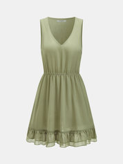 Ruffled Cape & Sleeveless Dress Chiffon Two-Piece Set