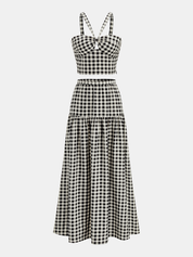 Gingham Cotton Blend Cami Top & Skirt Set