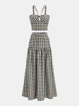 Gingham Cotton Blend Cami Top & Skirt Set